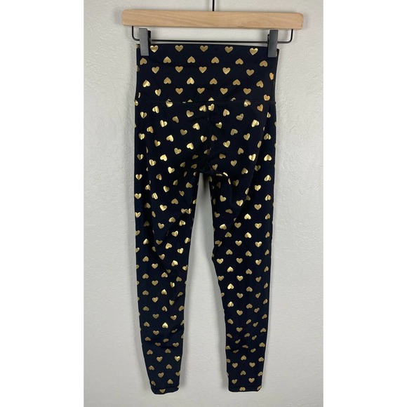 DYI High Waisted 7/8 Legging Size XS Black W/ Gold Hearts Made In USA - Picture 2 of 3